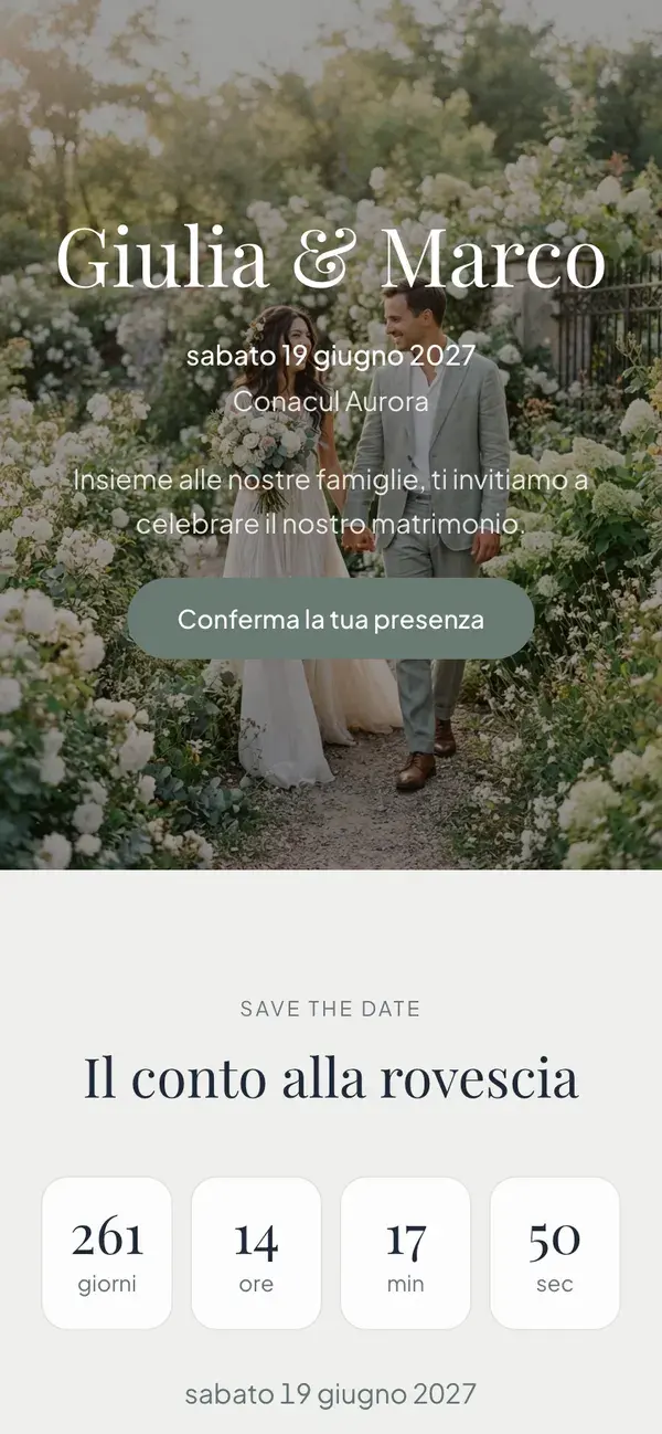 Sito del matrimonio Stellanza, modello Classic, su un telefono
