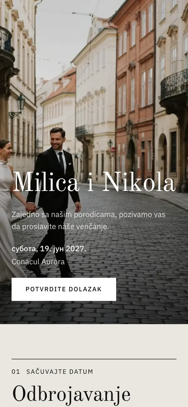 Sajt venčanja na Stellanzi, dizajn Editorial, na telefonu