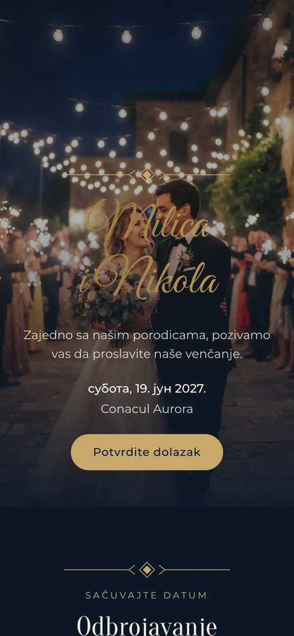 Sajt venčanja na Stellanzi, dizajn Evening, na telefonu