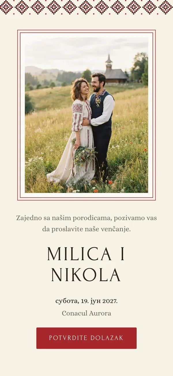 Sajt venčanja na Stellanzi, dizajn Heritage, na telefonu