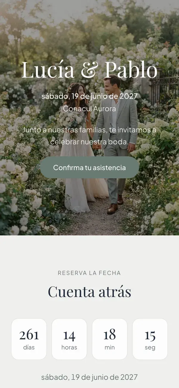 Web de boda de Stellanza, diseño Classic, en un móvil