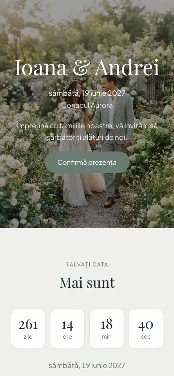Pagina nunții Stellanza, modelul Classic, pe telefon