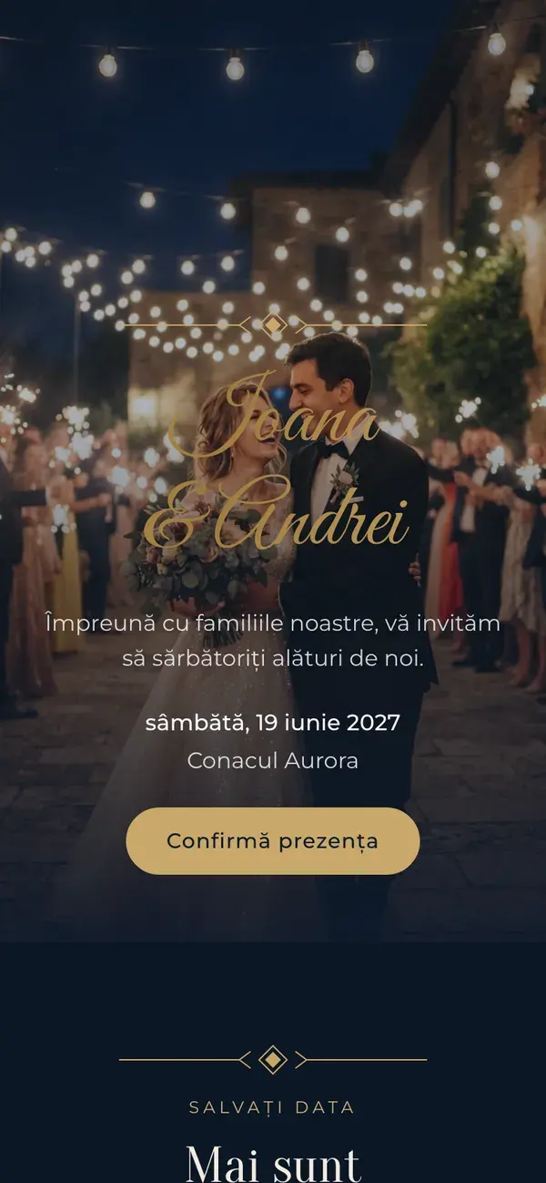 Pagina nunții Stellanza, modelul Evening, pe telefon